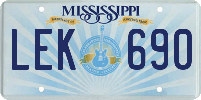MS license plate LEK690