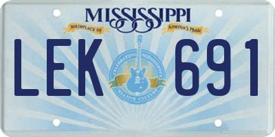 MS license plate LEK691