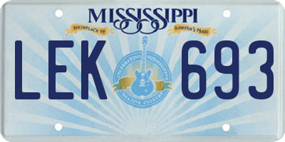 MS license plate LEK693