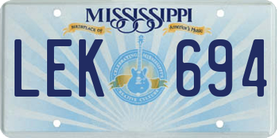MS license plate LEK694