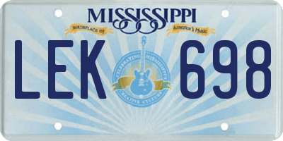 MS license plate LEK698