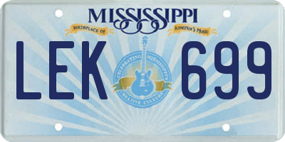 MS license plate LEK699