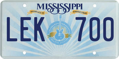 MS license plate LEK700