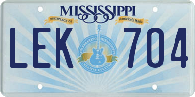 MS license plate LEK704