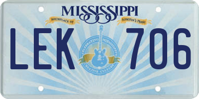 MS license plate LEK706