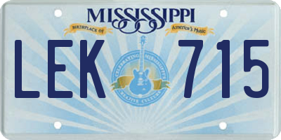 MS license plate LEK715