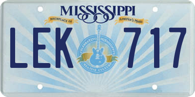 MS license plate LEK717
