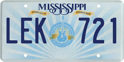 MS license plate LEK721
