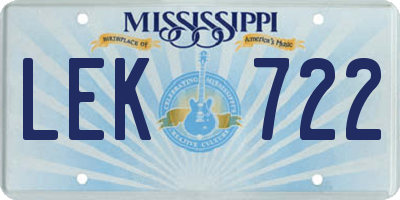 MS license plate LEK722