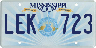 MS license plate LEK723