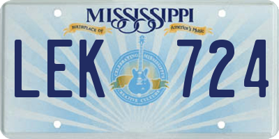 MS license plate LEK724