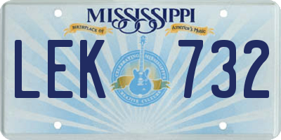 MS license plate LEK732