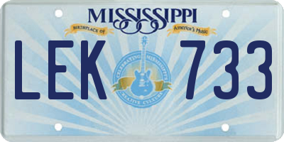 MS license plate LEK733