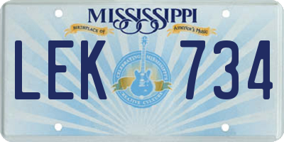 MS license plate LEK734