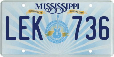 MS license plate LEK736
