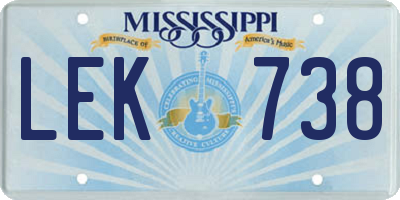 MS license plate LEK738