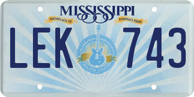 MS license plate LEK743