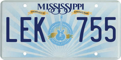 MS license plate LEK755
