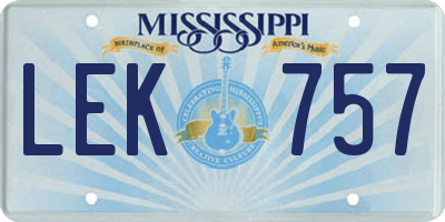 MS license plate LEK757