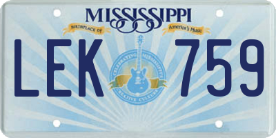 MS license plate LEK759