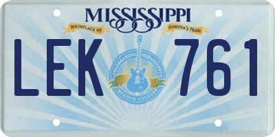 MS license plate LEK761