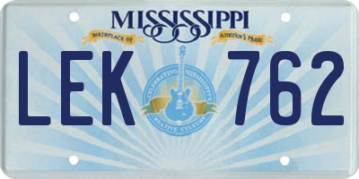 MS license plate LEK762