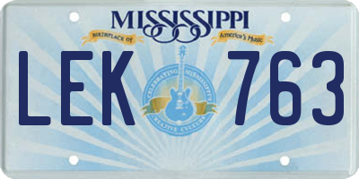 MS license plate LEK763