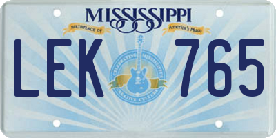 MS license plate LEK765