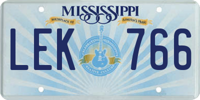 MS license plate LEK766