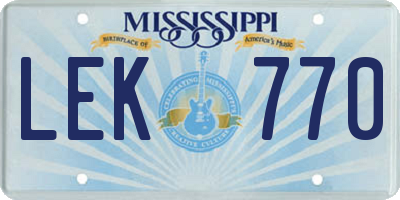 MS license plate LEK770