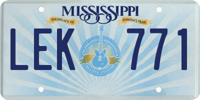 MS license plate LEK771