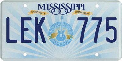 MS license plate LEK775
