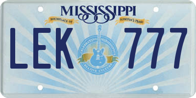 MS license plate LEK777