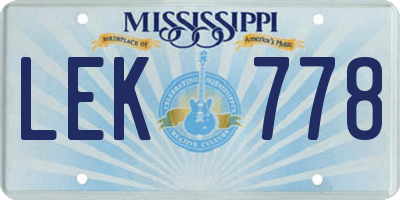 MS license plate LEK778