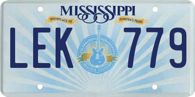 MS license plate LEK779