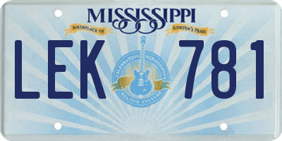 MS license plate LEK781