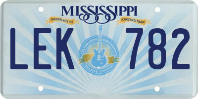 MS license plate LEK782