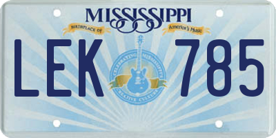 MS license plate LEK785