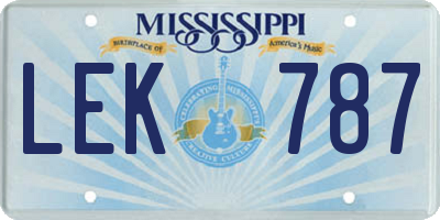 MS license plate LEK787