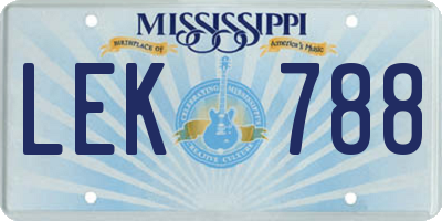 MS license plate LEK788