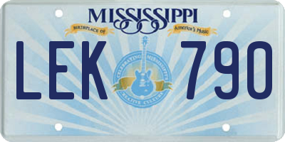MS license plate LEK790