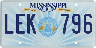 MS license plate LEK796