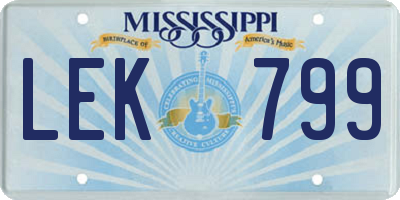 MS license plate LEK799