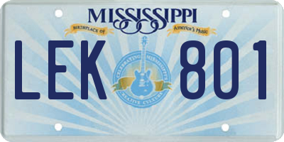 MS license plate LEK801