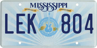 MS license plate LEK804
