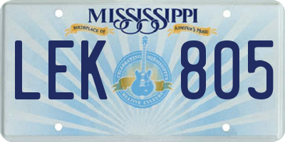 MS license plate LEK805