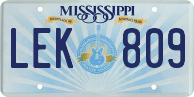 MS license plate LEK809