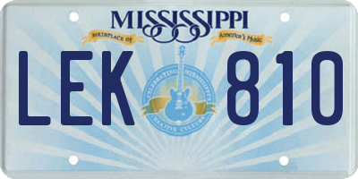 MS license plate LEK810