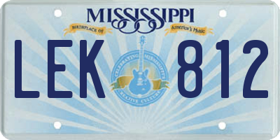 MS license plate LEK812