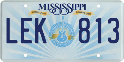 MS license plate LEK813